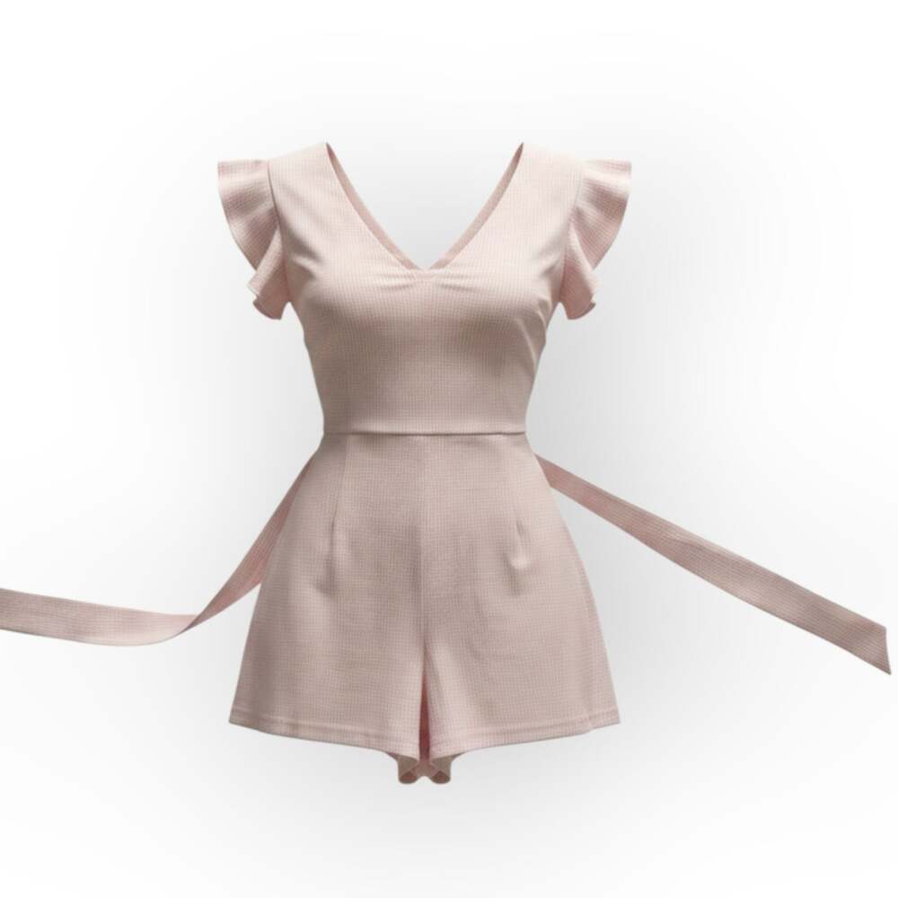 Gianni Bini Pink Seersucker Flutter Romper Size 10⁠